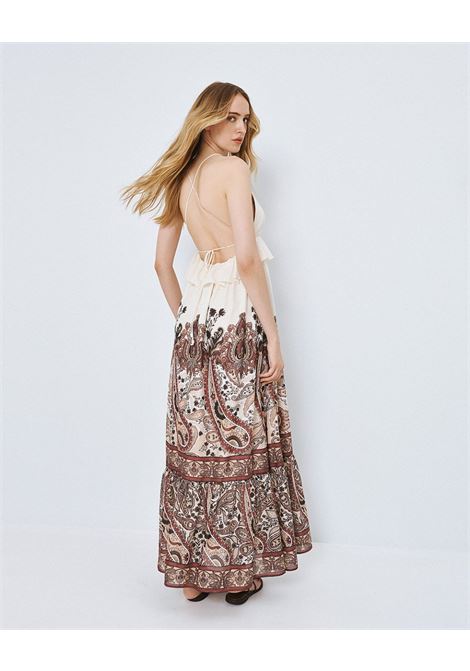 Maxi abito stampato con dettaglio arruffo ACCESS fashion | 63-3372-0061CHOCO